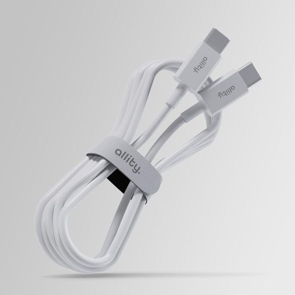 Allity USB-C zu USB-C Kabel, 1m, 100W, weiß, zum Laden von Laptops