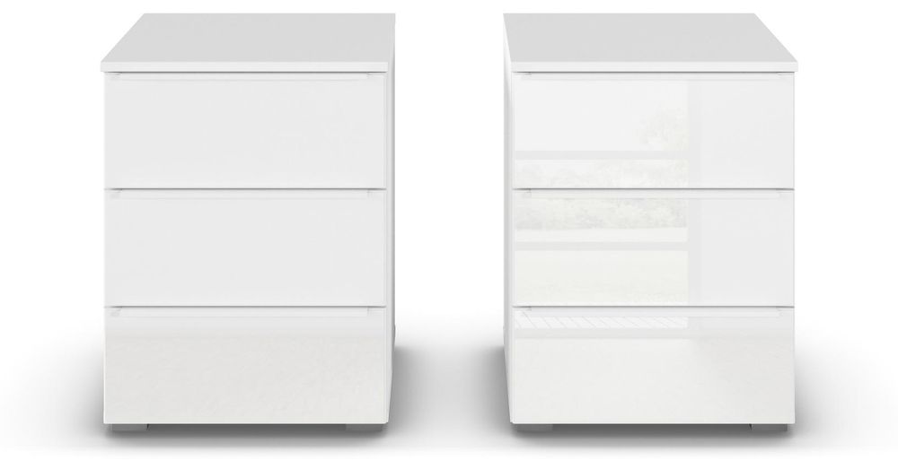 Monostar Nachtkommode – Nachttisch im 2er-Set mit Glasfront und Softclose