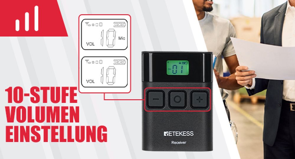 Retekess TT122 Tour Guide System, Wireless Audio Tour Guide System 36-Kanal-Übersetzungsausrüstung, mit 32-Slot-Ladebox TT015 für Fabrik, Konferenz, Tourismus, Lager, Regierung