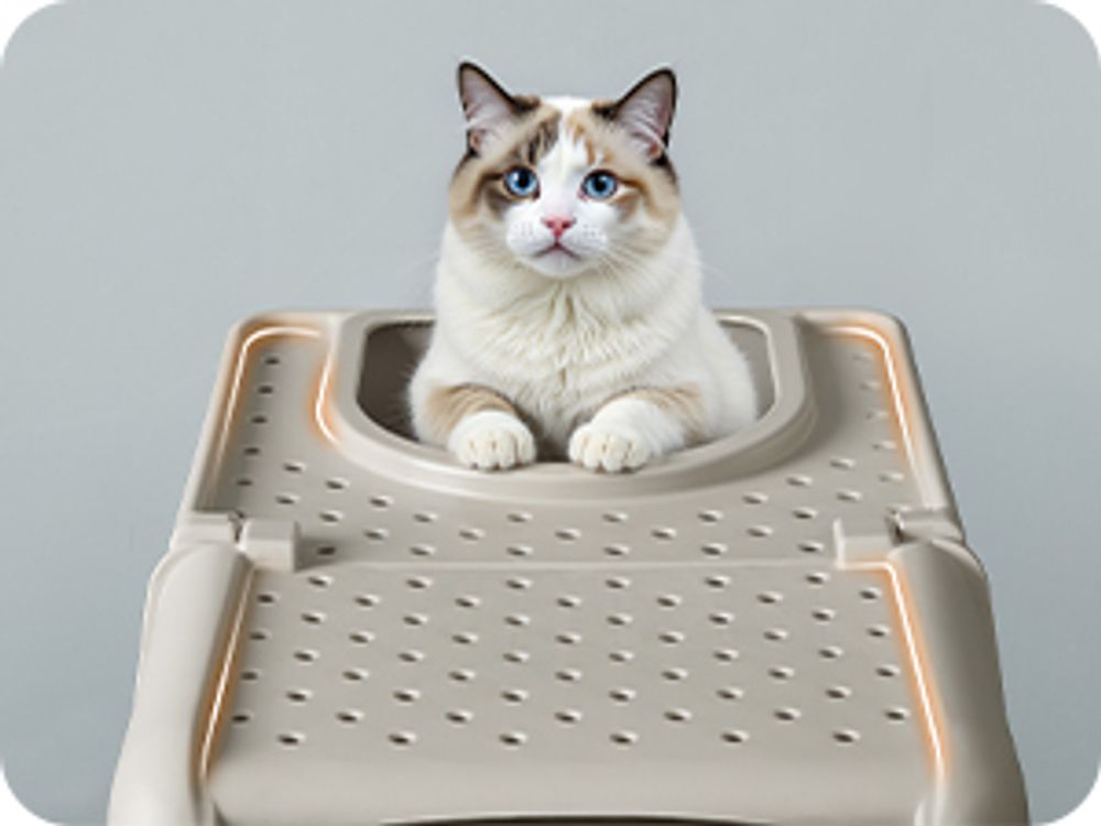 Feandrea Edelstahl Katzenklo, XL, Katzentoilette mit Deckel, mit Schaufel, Bürste und 2 Eingängen, für Katzen bis 15 kg, cappuccinobeige