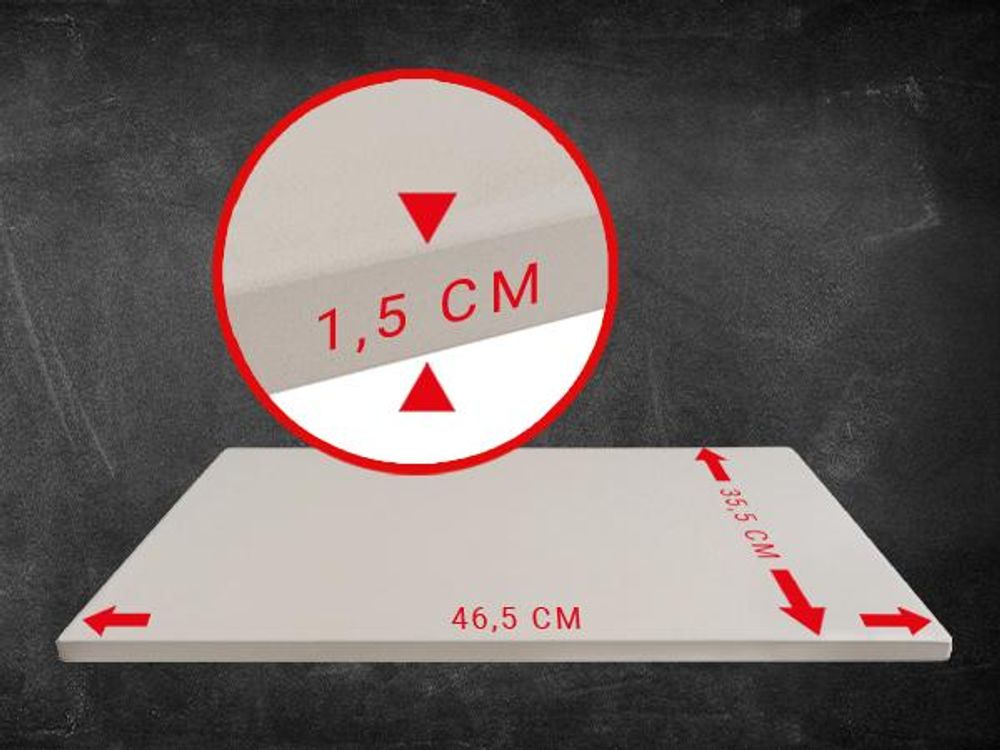 Heidenfeld XXL Pizzastein 46,5 x 35,5 x 1,5 cm | Cordierit Stein - Rechteckig - Steinplatte - Backofen, Grill & Steinofen - Brot Backen - Gasgrill