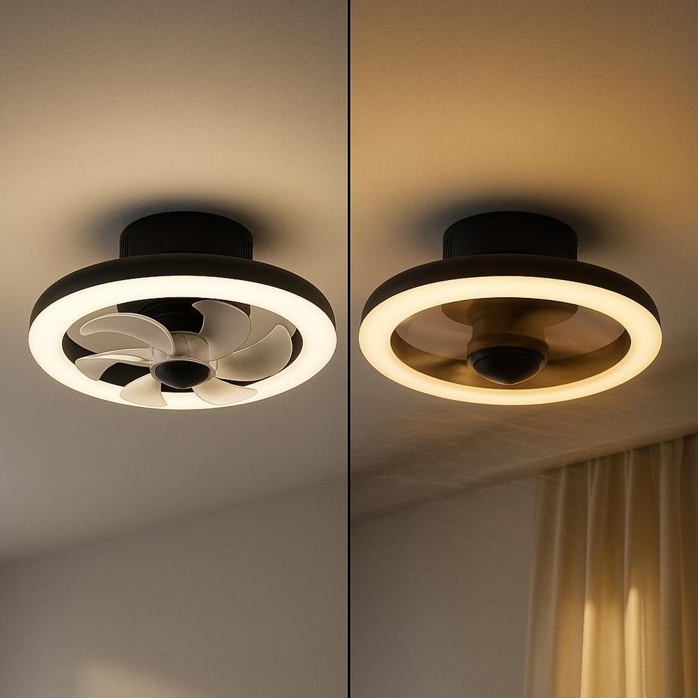 LED-Deckenleuchte mit Ventilator, kaltweiß & warmgelb einstellbar.