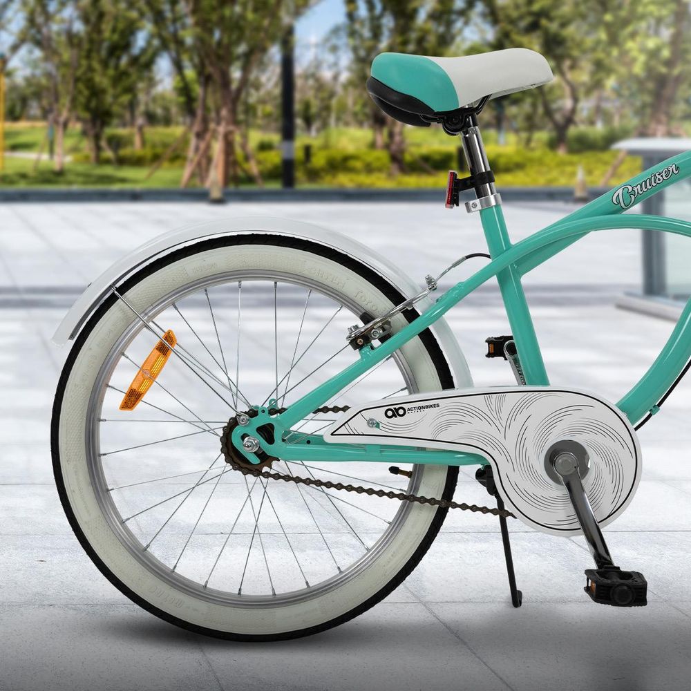 Actionbikes Kinderfahrrad Cruiser 20 Zoll | Kinder Mädchen Jungen Jugend Fahrrad - V-Brake Bremsen - Kettenschutz - Seitenständer - 6-9 Jahre (Rosa)