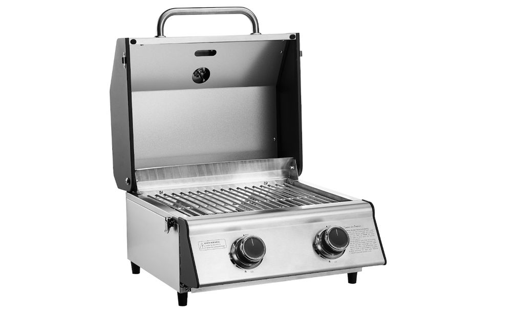 TAINO PLATINUM COMPACT Tischgrill 2 Brenner Gasgrill Edelstahl Kompakt Camping BBQ
