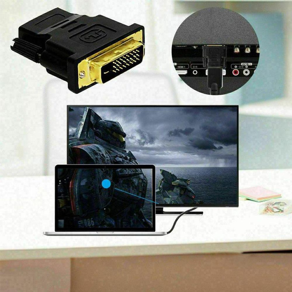DVI-D zu HDMI 24+1 Adapter 1080p DVI Buchse auf HDMI Stecker DVI-HDMI FHD HDTV Kabel Konverter PC Computer Laptop Beamer Monitor TV Macbook Schwarz Retoo