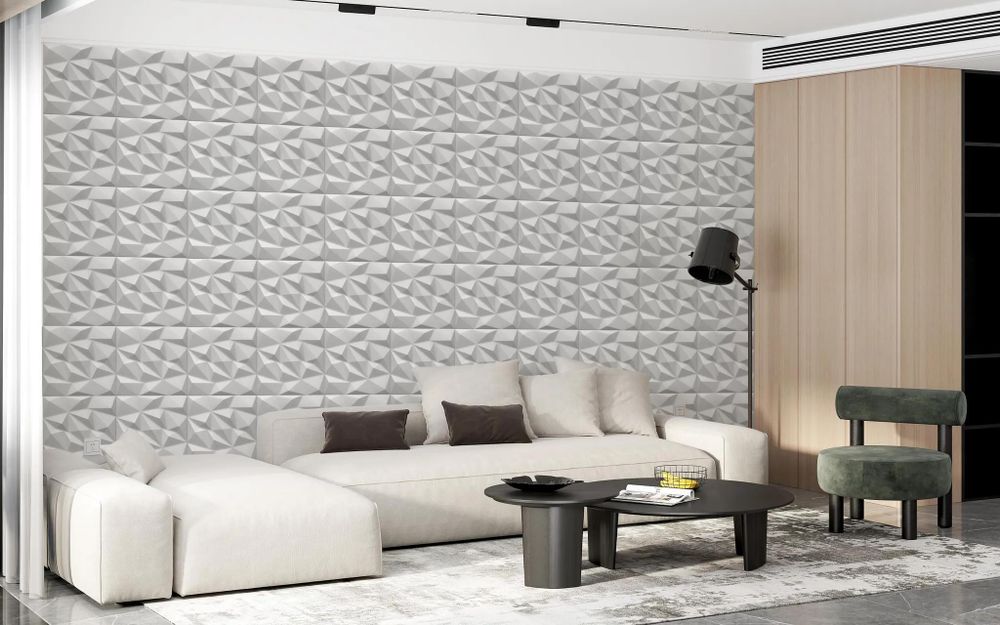 Verdico | 3D Wandpaneel Polystyrol - 50x50 cm - Weiß - Moderner Stil - Einfache Montage - Effektvolle Dekoration, Wand- & Deckenverkleidung