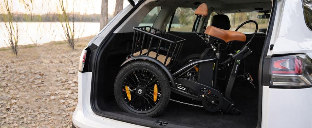 SachsenRAD E-Lastenrad T6S Comfort Air mit tiefem Einstieg, Elektro Dreirad Faltbar, E-Bike Lastenfahrrad klappbar, mit Shimano 7-Gang-Kettenschaltung