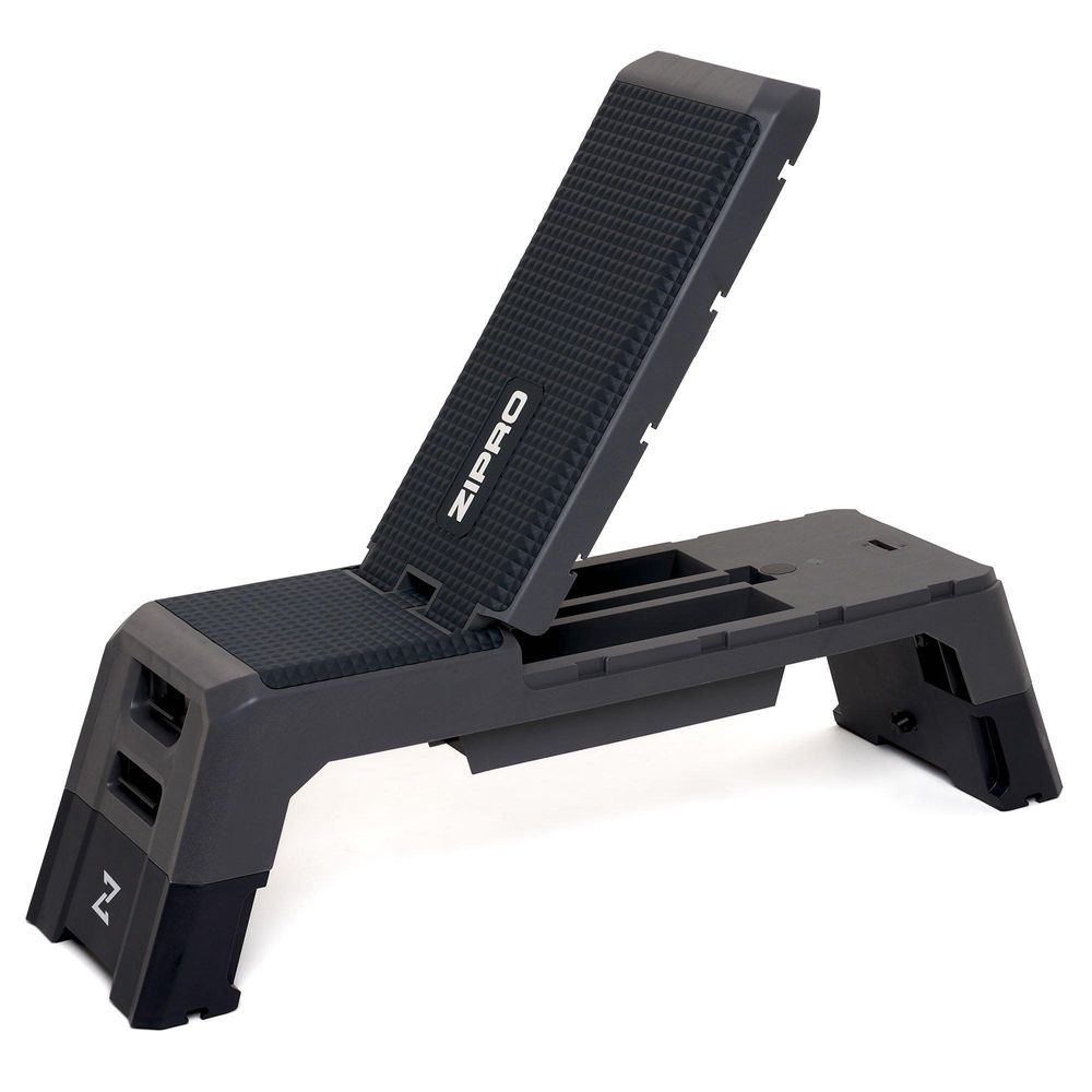 Zipro Fitness Deck 2-in-1 – Verstellbares Aerobic Steppbrett Schrägban Multifunktions-Hantelbank mit Staufach Rutschfester Step Bench für Home Gym