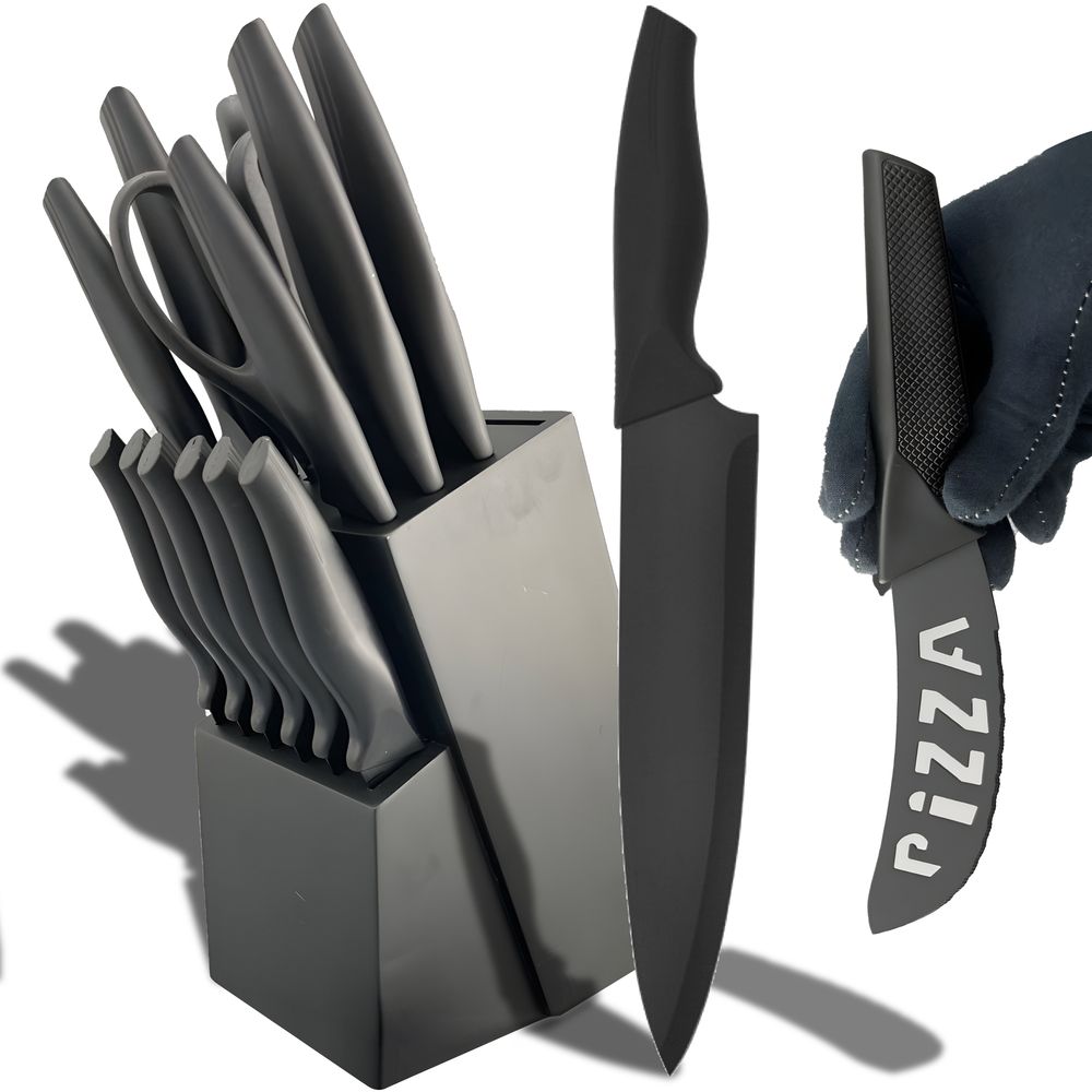 Kochmesser 16er Set Messer Küchenmesser Laser Muster Scharfes Japanisches Santokumesser Hackbeil Schneiden Allzweckmesser Ultrascharfe Klingen Retoo