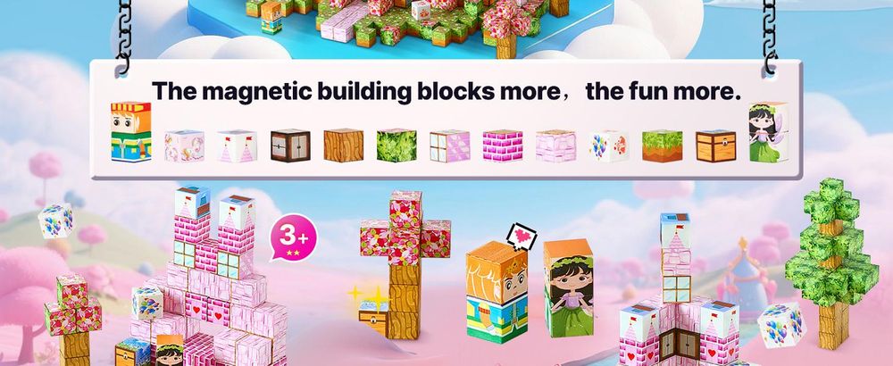 VEVOR Magnetische Bausteine, 100-teiliges Prinzessinnen-Schloss-Set, Magnetblöcke, STEM Montessori-Spielzeug als Weihnachts- & Geburtstagsgeschenk, Konstruktions-Stapelspielzeug, ab 3 Jahren