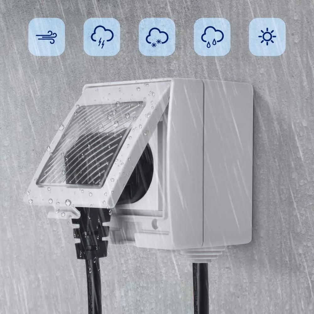Inteligentne Gniazdo Natynkowe Zewnętrzne WiFi Tuya IP55 16A 230V Pomiar
