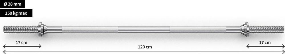 Zipro Langhantelstange 120 cm - Massiver Stahl verchromt bis 100 kg Hantelstange mit Sternverschlüssen Rändelung Für Krafttraining, Bizeps Bankdrücken