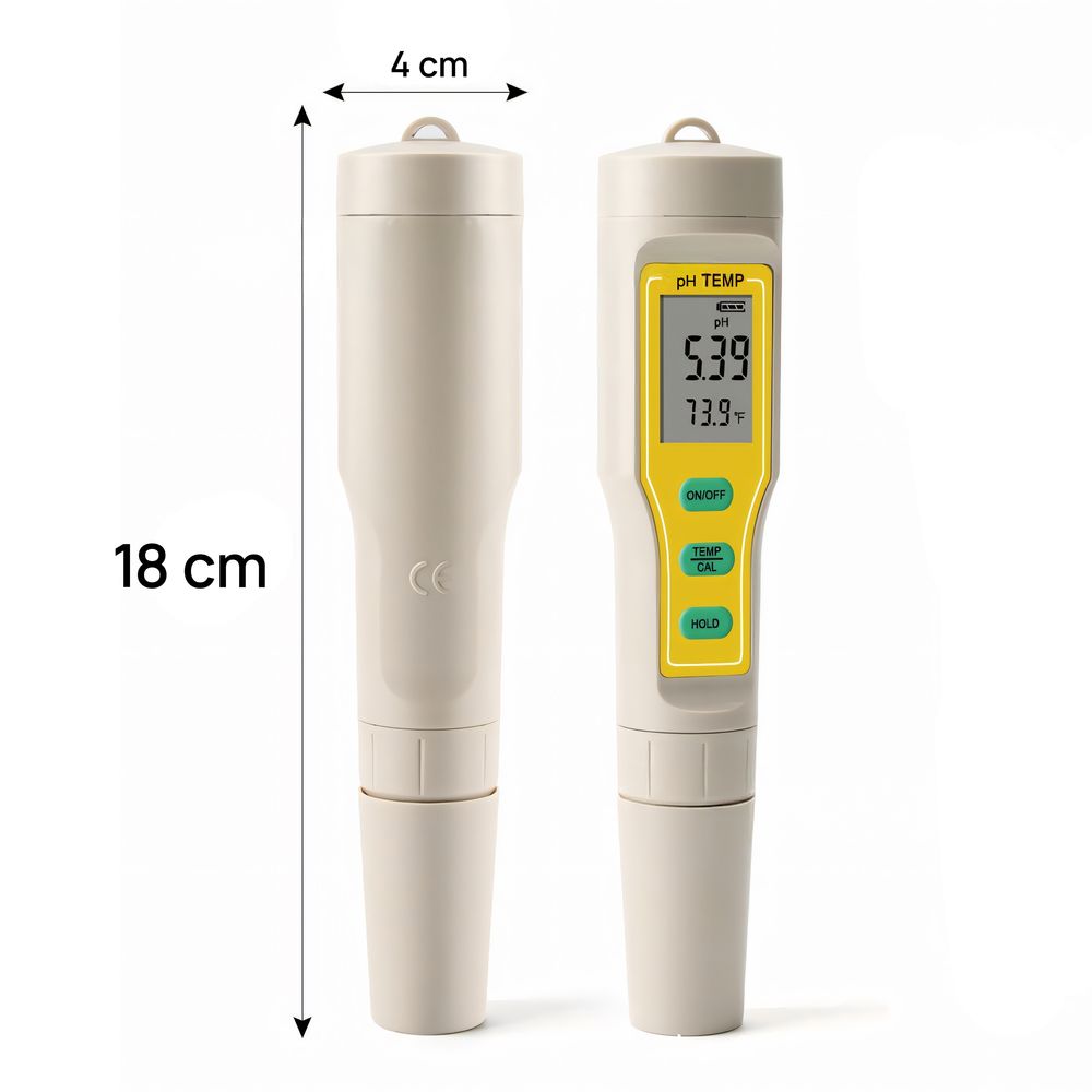 PH Wert Wasser Messgerät mit LCD-Display und Thermometer, Digital Mess Tester Trinkwasser, Schwimmbad, Aquarium oder Labor, Präzise und handlich Retoo