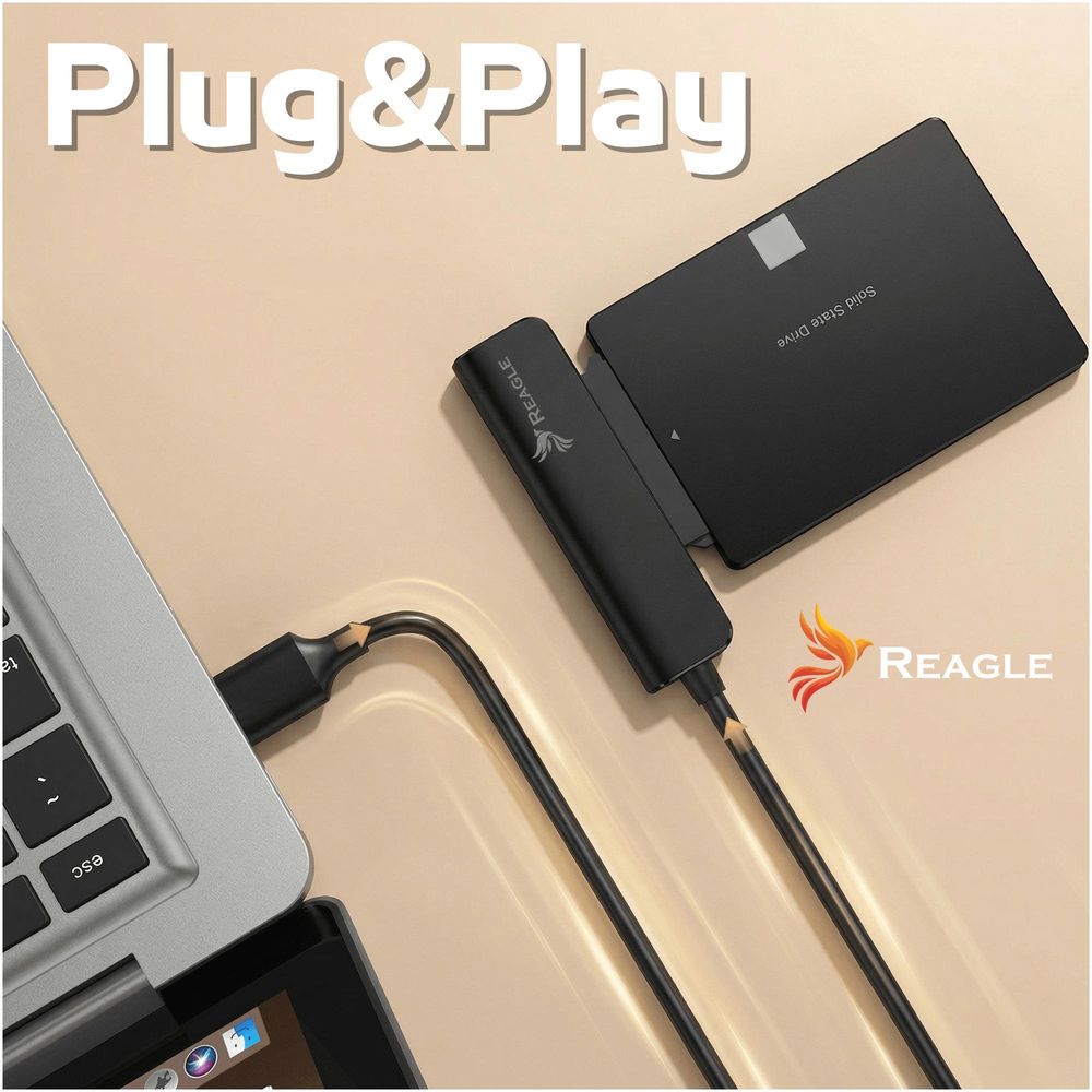 Reagle SATA auf USB Adapter 2,5 Zoll SSD HDD USB-C 3.1 5Gbps Festplatten Adapter Kabel kompatibel Windows Mac Linux Plug & Play