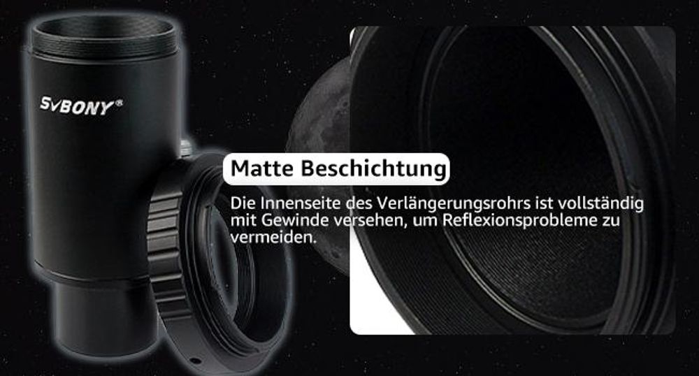 Svbony Teleskop Kamera Adapter 1,25" M42 T2 T-Ring Adapter Aluminium T2 Adapter Kompatibel mit Canon EOS Rebel SLR DSLR