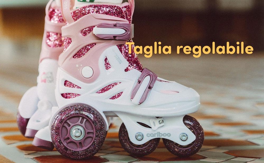 Pattini in linea per bambini Cariboo Ballerina con ruote a LED rosa - S
