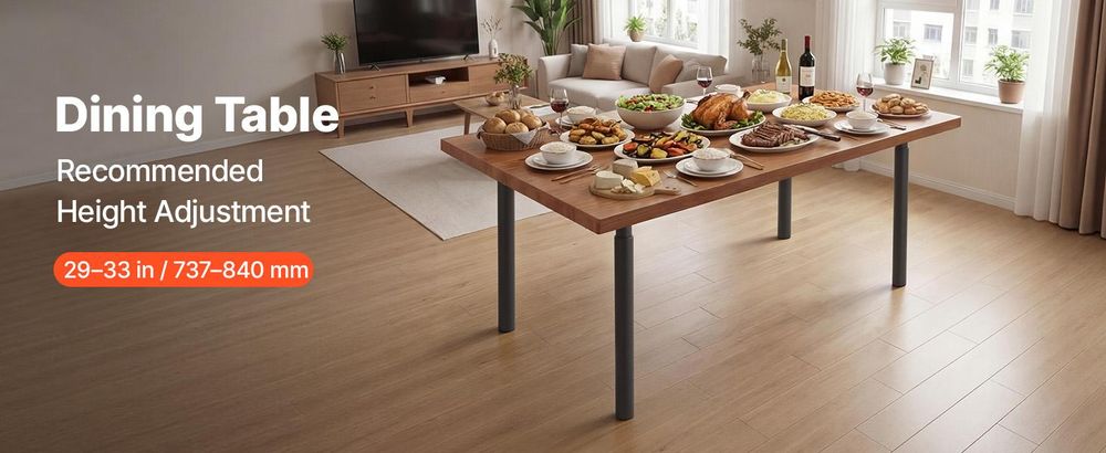 VEVOR Tischbeine 4er-Set, Möbelfüße 71–110 cm Höhenverstellbar, Tischfüße Max. 544 kg, Teleskopbein aus Kohlenstoffstahl, für Schreibtische, Couchtische, Esstische, Werkbänke, Rund