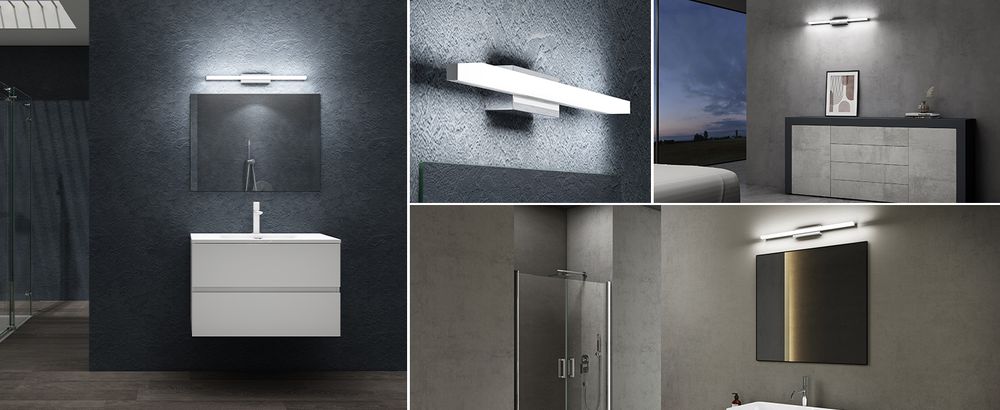 doporro LED Badezimmerleuchte Chrom 40cm - 9W Spiegellampe 6000K (Tageslichtweiß) - Stylische Wandleuchte für Badbeleuchtung Spiegelstrahl