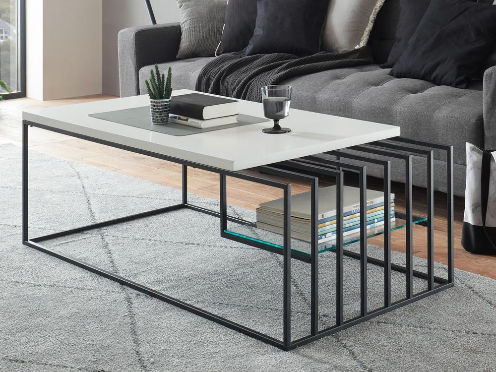 Jurien Bay I – Couchtisch mit offenem Fach und modernem Metallgestell