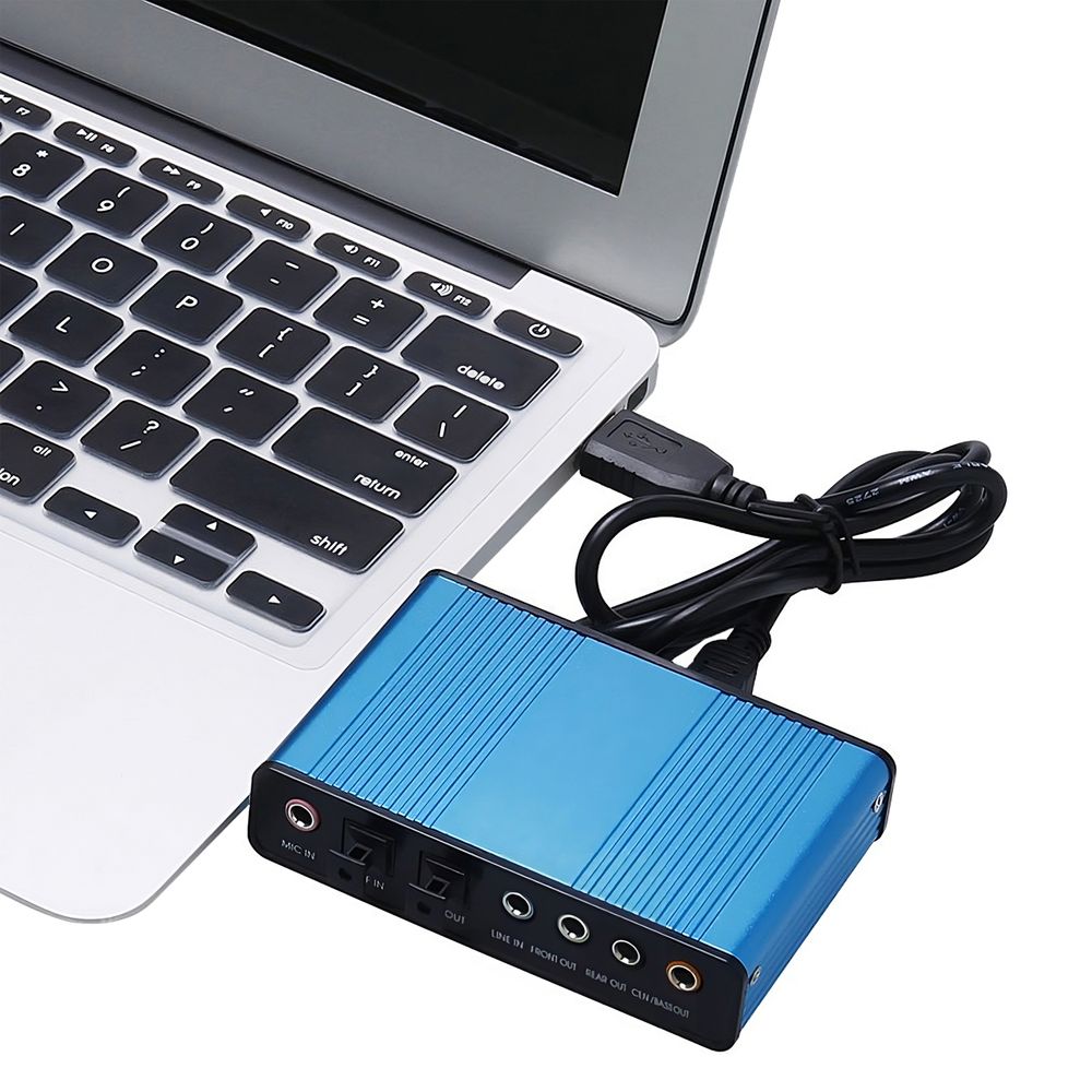 Externe USB Soundkarte 7.1 5.1 Adapter USB Soundbox mit SPDIF Didital Audio Anschluss für Kopfhörer Mikrofon Verstärker-Soundkarte für PC Blau Retoo