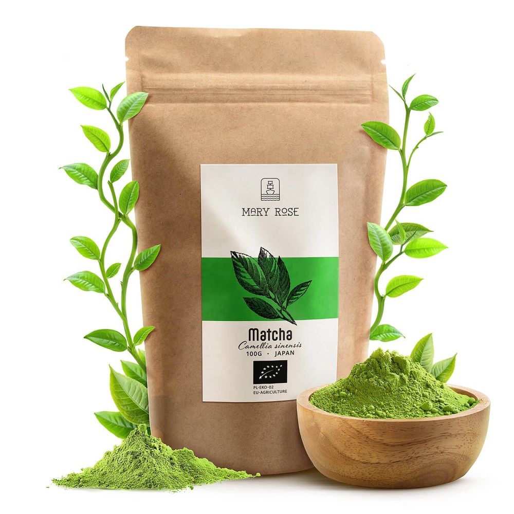 Mary Rose – Matcha Tee Bio Japan 100g – Grüner Tee Pulver aus Kagoshima - Reich an Umami, Energie, Antioxidantien - Schattenanbau - für Latte, Backen