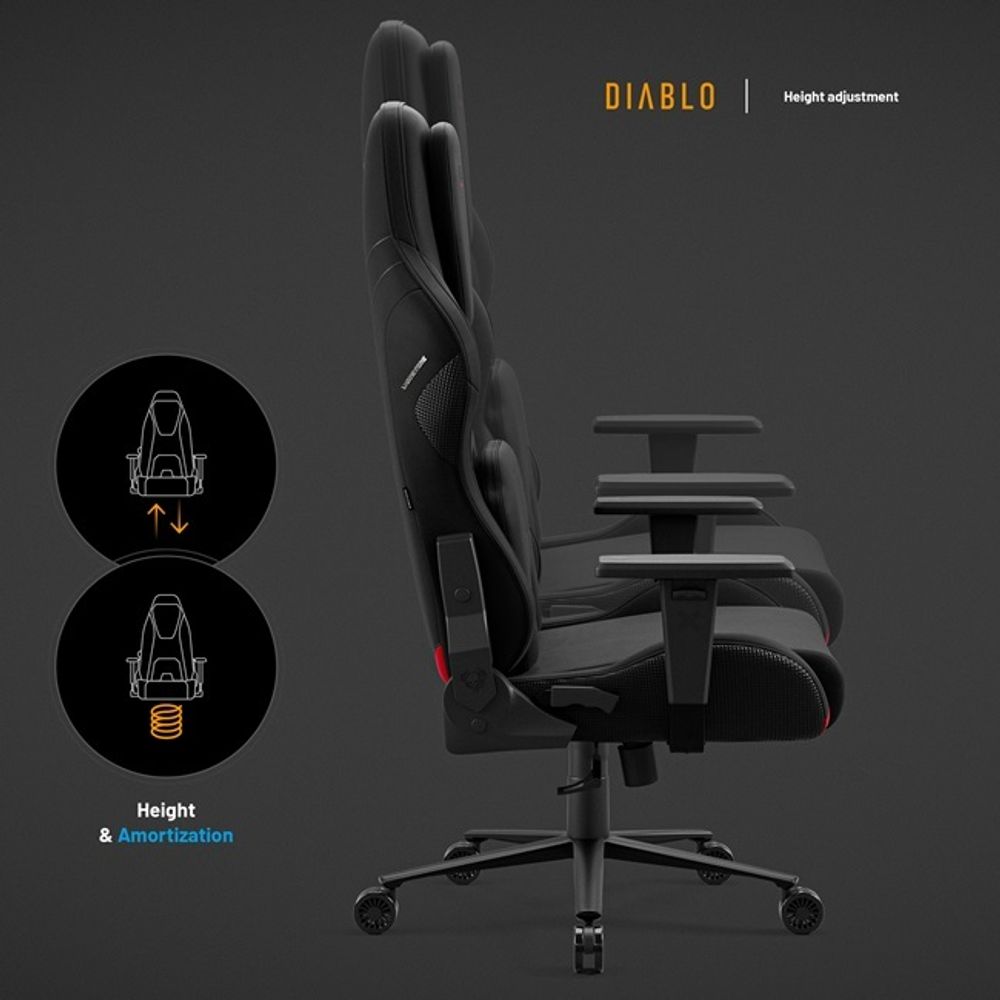 Diablo X.One Prime Gaming Stuhl Bürostuhl Schreibtischstuhl mit Kühlfunktion, Größe Normal, Farbe Schwarz