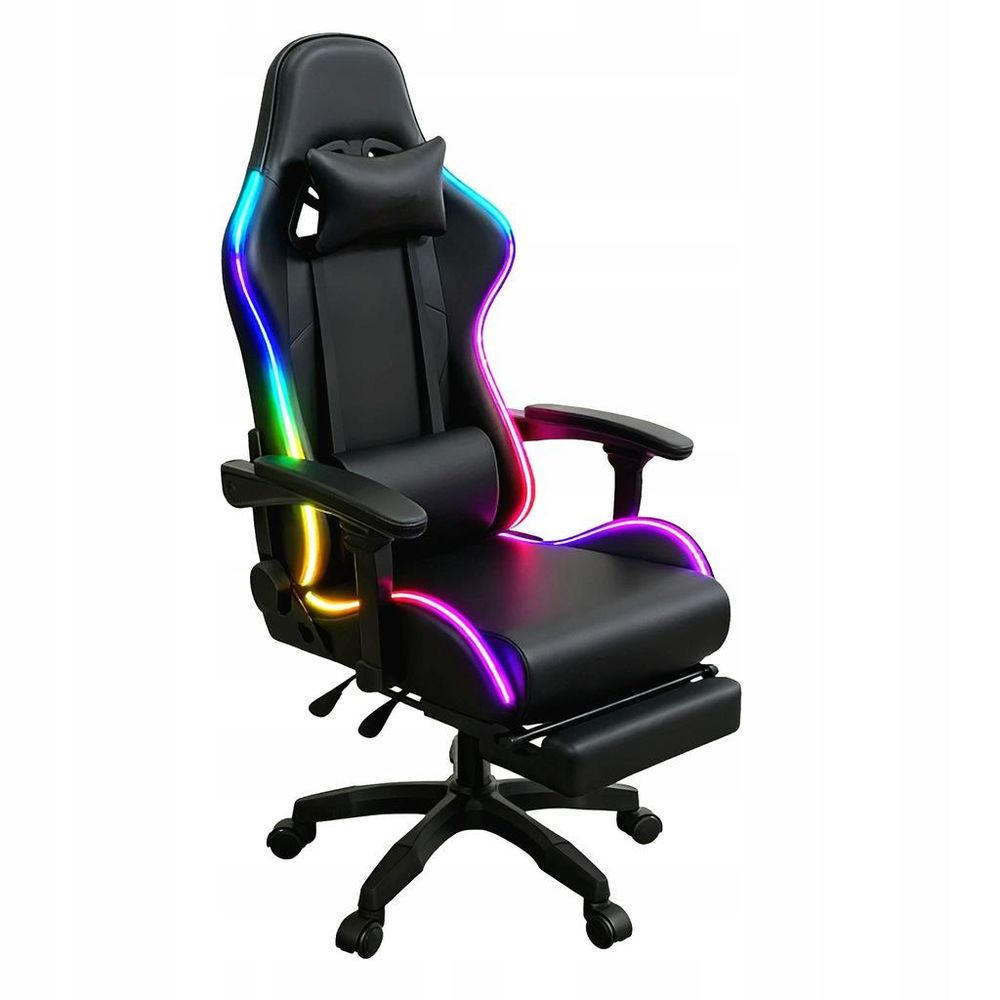 Gaming-Stuhl COYOTE LED, ergonomischer Gaming-Bürostuhl mit Fußstütze, USB-Massa