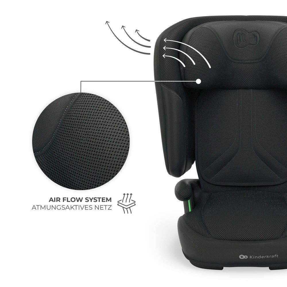 Kinderkraft UNITY 2 Kindersitz 15–36 kg i-Size, höhenverstellbar, ISOFIX & Gurtbefestigung, Seitenaufprallschutz, Getränkehalter, schwarz