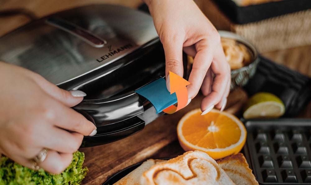 LEHMANN 5 en 1 Appareil à sandwich avec 5 différentes formes - Gaufrier, Grill, Panini, Sandwich et Mini-gâteaux - 800W