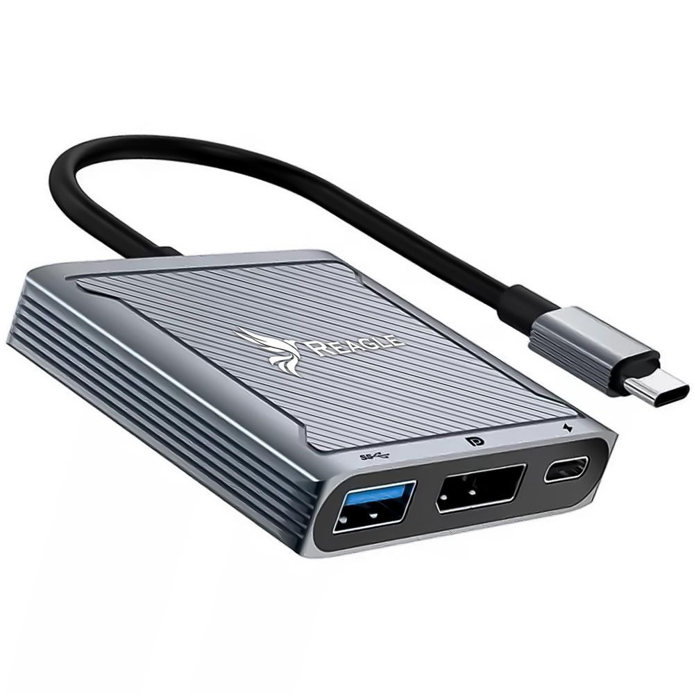 USB C zu DisplayPort Konverter 8K 60Hz Bildadapter mit PD 100W Ladefunktion für iMac Mac mini iPad Pro Windows PC Multiport Hub Reagle