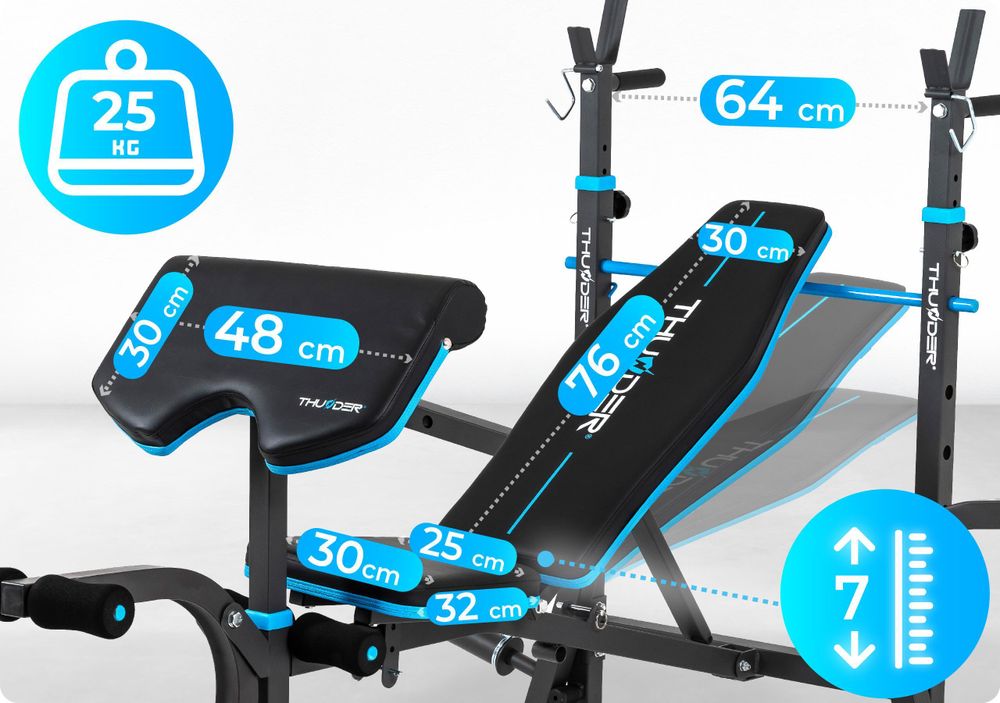 Panca pesi THUNDER® VIGOR-B con rack per bilancieri, scrivania per curl e panca da allenamento regolabile a farfalla per distensioni su panca, 240 kg