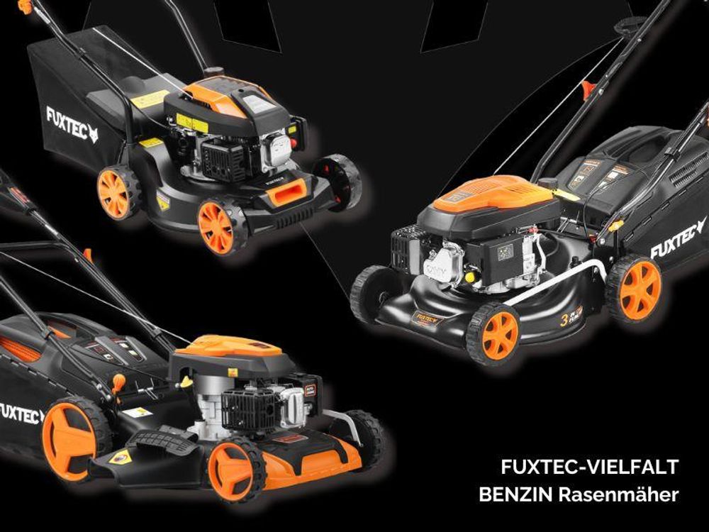 FUXTEC Benzin Rasenmäher FX-RM4180 - 80ccm | 41cm | leichte 18Kg | Heckauswurf | 4-Takt | 25-55mm Schnitthöhe | bis 400m²