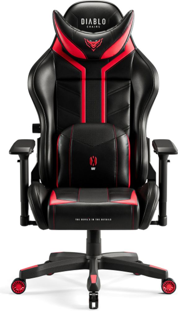 Diablo X-Ray Gaming Stuhl Bürostuhl Schreibtischstuhl 4D Armlehnen Ergonomisch Kunstleder Belastbarkeit bis 150 kg Farbe: Schwarz-rot, Größe Normal