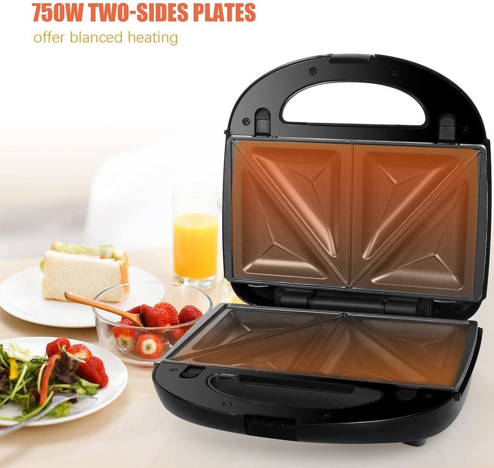 Sandwichmaker 3 in 1, Waffeleisen Sandwichtoaster, Grill wechselplatten, Sandwich Maker, Antihaftbeschichtete abnehmbare Platten, 750 W, Betriebsampel