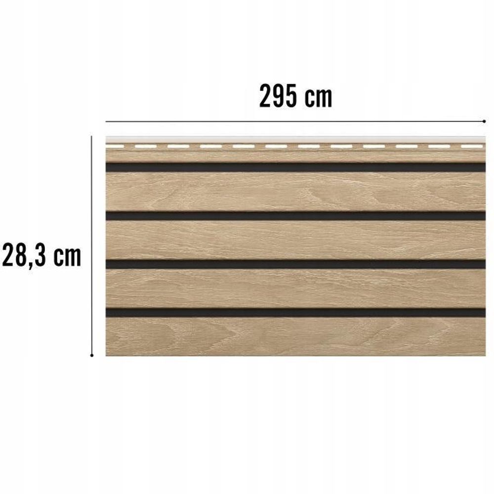 VOX Fassadenpaneele Außenlamellen 3D-Holzdekor FRONTO - Wasserfest und UV-Beständig - Für Fassade und Balkon - 295x28,3cm - 10er Set - Goldene Eiche