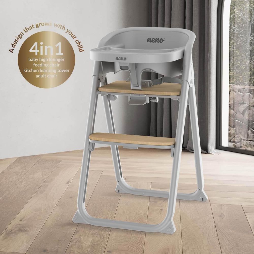 Neno Sapori Grey 4-in-1 Kinderhochstuhl mit verstellbarer Fußstütze
