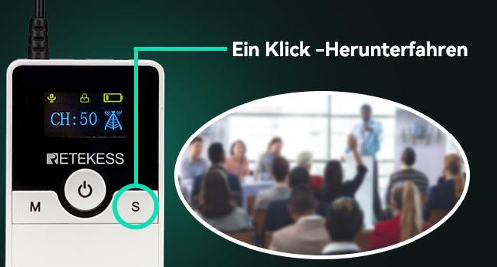 Retekess TT116 Tour Guide System, Tragbares Drahtloses Audiosystem, 200 m, Geräuschreduzierung, Rauschunterdrückung, für Tourismus, Fabrik, Schule