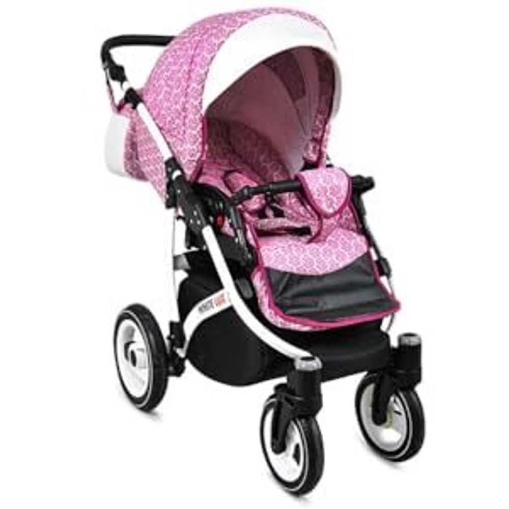 BabyLux® White Lux | 2in1 Kinderwagen Set | Sweet Pink | Kombikinderwagen | Kinderwagenset | Bug
