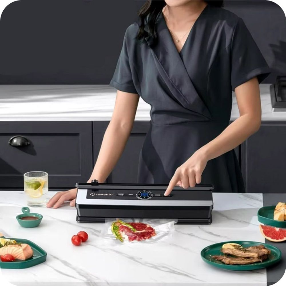 REVENTO® Aroma Vakuumierer - Vakuumiergerät 30cm lange & Stabile Schweißnaht inkl. Profi-Folienbeutel