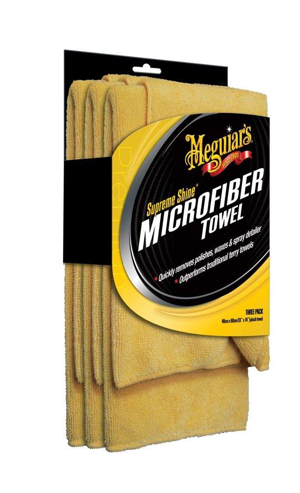 3 x Meguiar's® Supreme Shine™ Microfibre Towels Yellow 40 cm x 60 cm