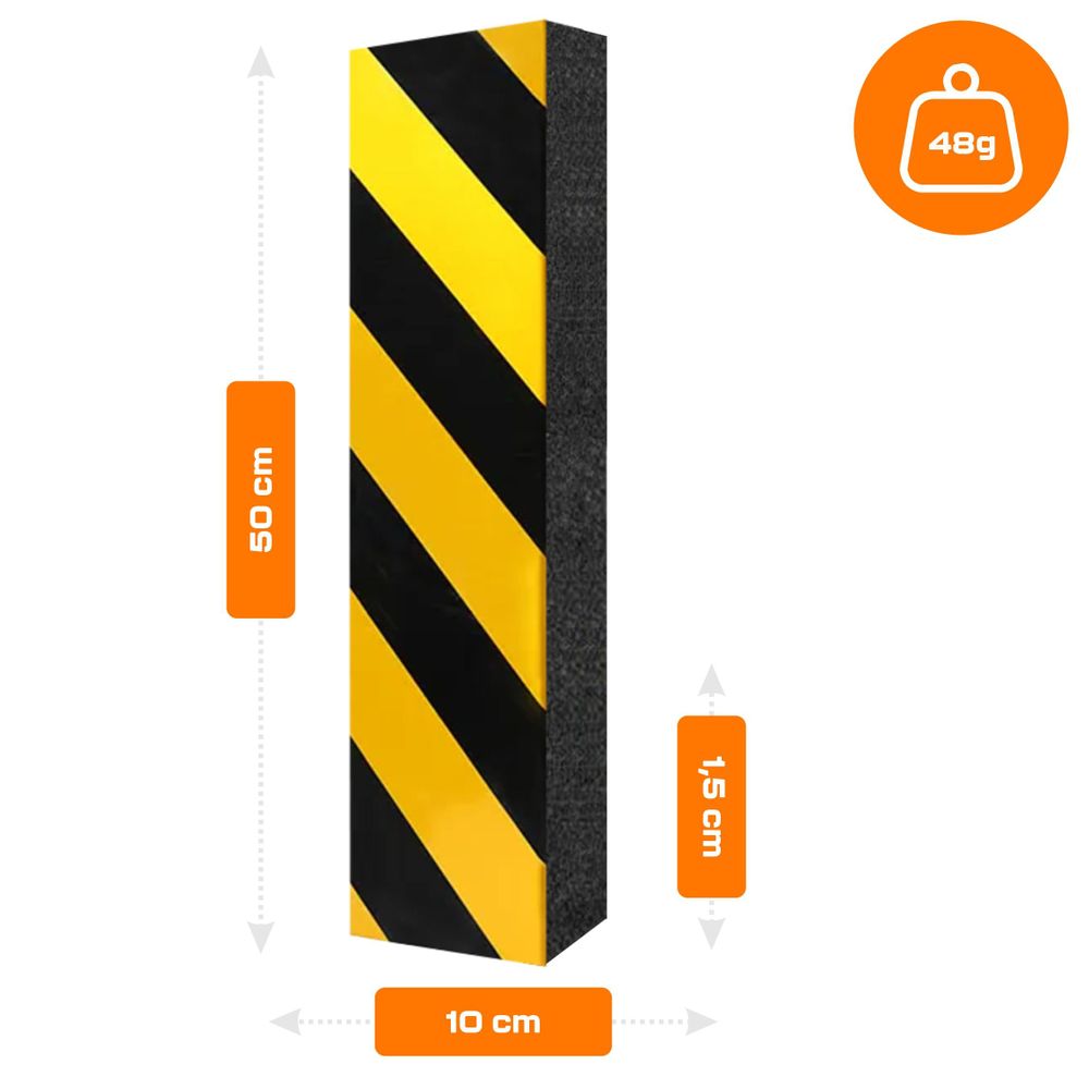 Wandschutz Garage 50x10x1,5cm, reflektierender Türkantenschutz selbstklebend, Garagenschutzmatte Schaumstoff für Auto & Parkplatz, EVI Protector F50