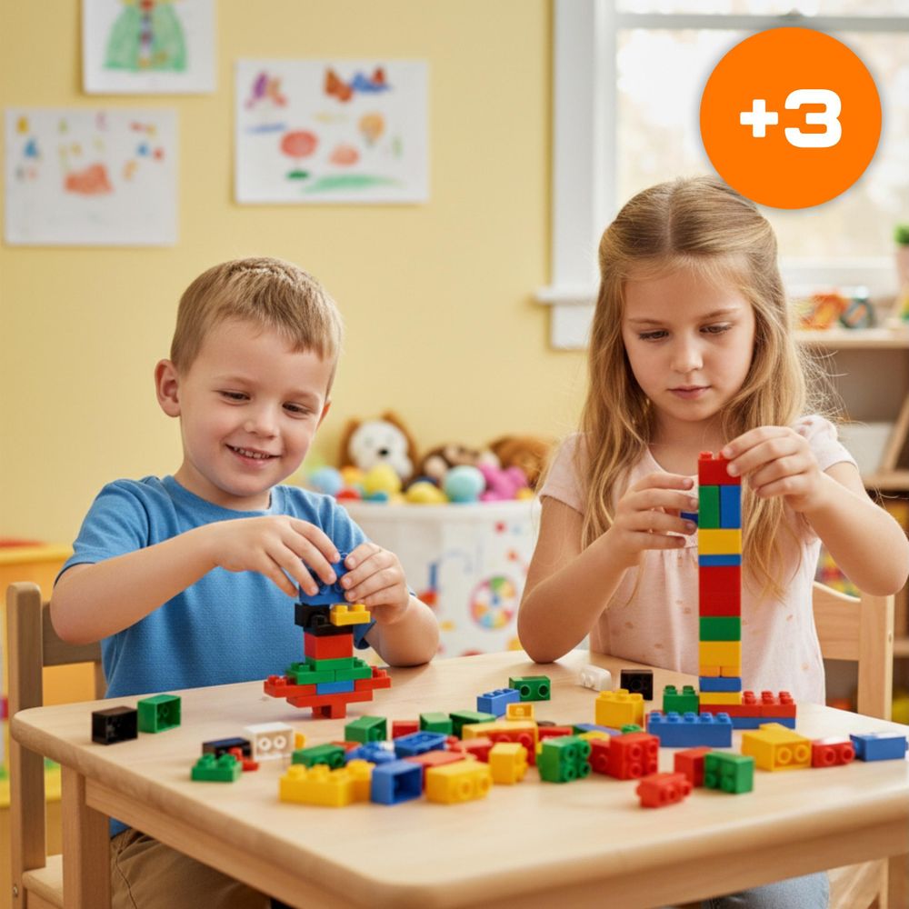 Klassische Bausteine Set 500 Teile, Kreatives Konstruktionsspielzeug für Kinder ab 3 Jahren, Bunte Bauklötze Kompatibel mit Marken, EVI TOYS Box
