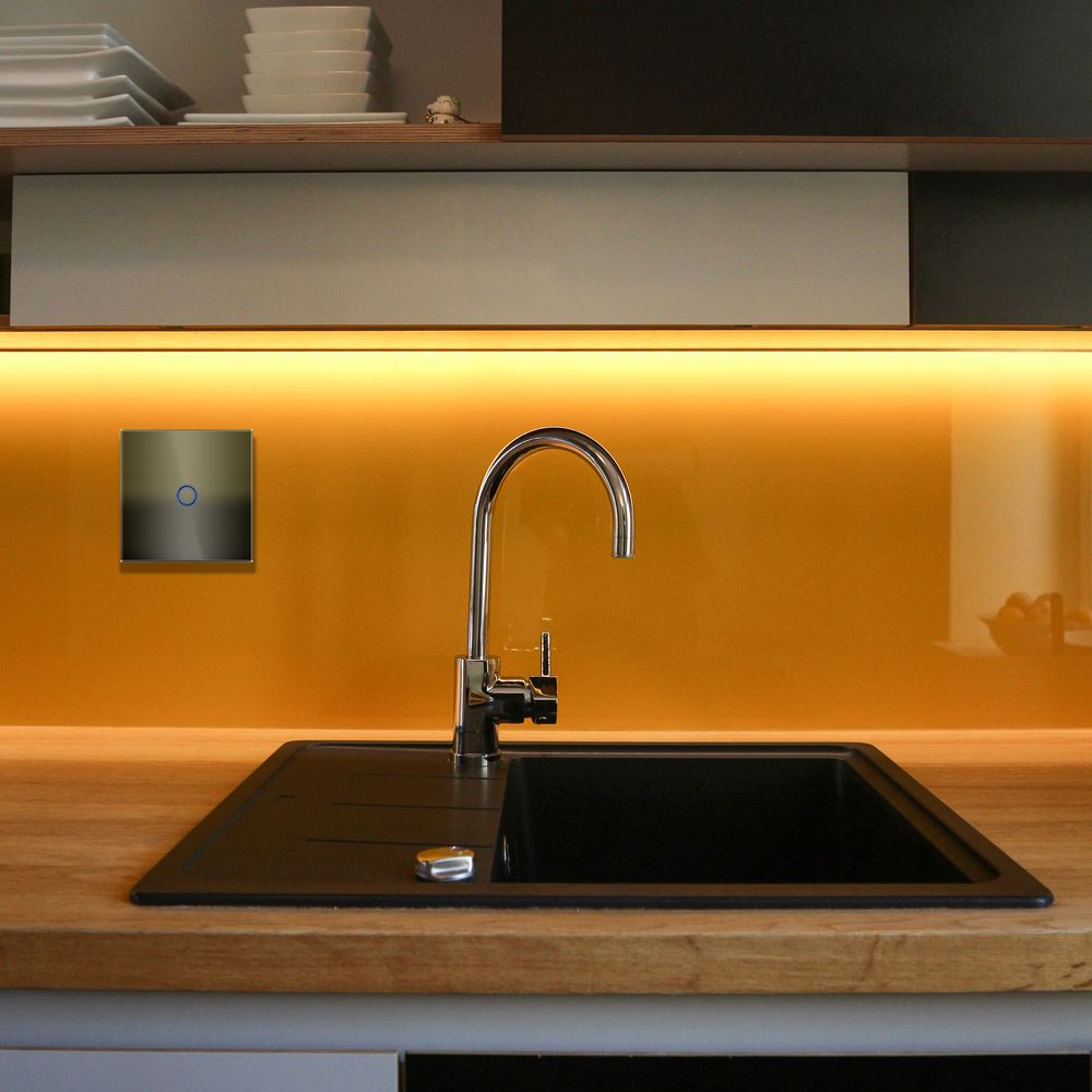 Glas Touch Lichtschalter Wandschalter – Touchscreen LED, Smart 2-Fach Schalter LED, Fernbedienungsfunktion, kratzfestes Design 86x86 mm Retoo