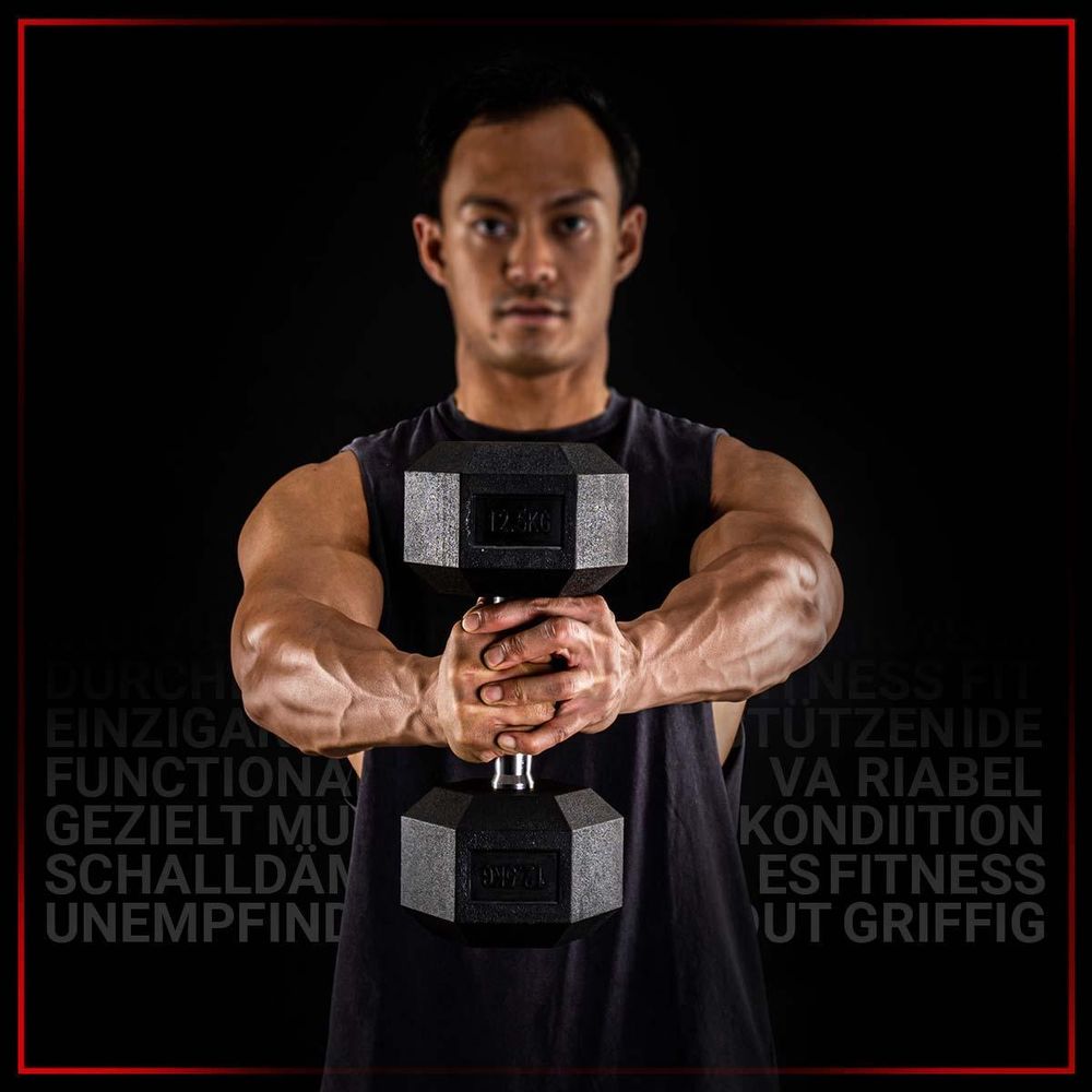 Miweba Sports Hexagon Kurzhantel 2er Set HGH100 | Gusseisen Hantel - Krafttraining - Workout - Fitnesstraining - Gewichte - Gymnastikhanteln (2,5 kg)