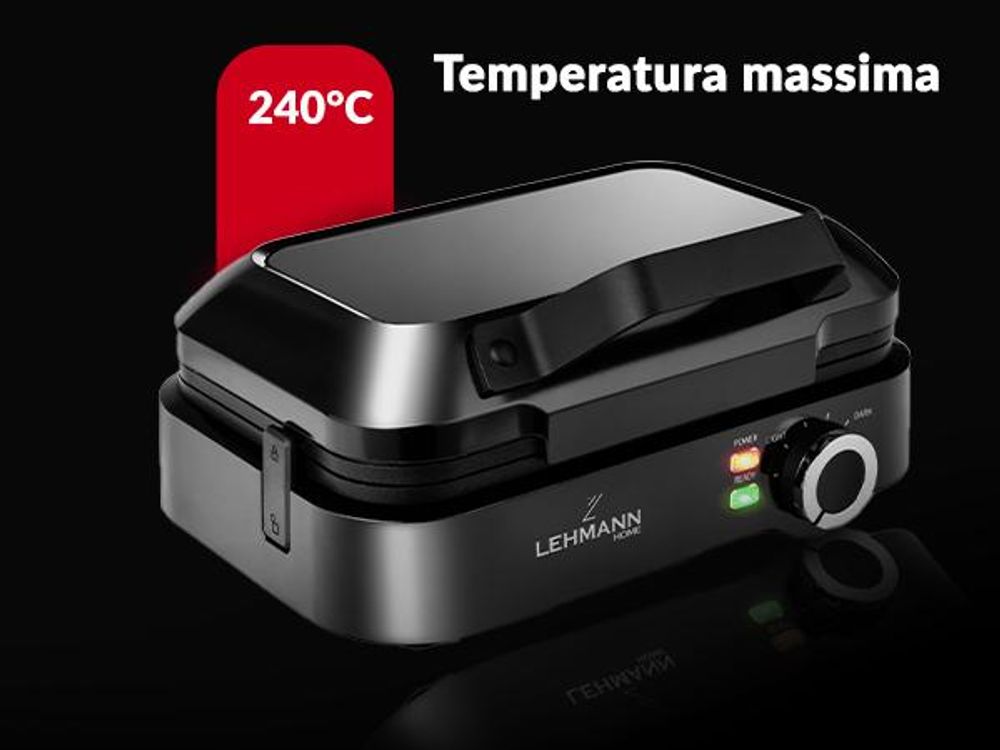 LEHMANN Piastra per Waffle Doppia, Rivestimento Antiaderente, Pulizia Rapida e Facile, Waffle in 3 Minuti, 1200W
