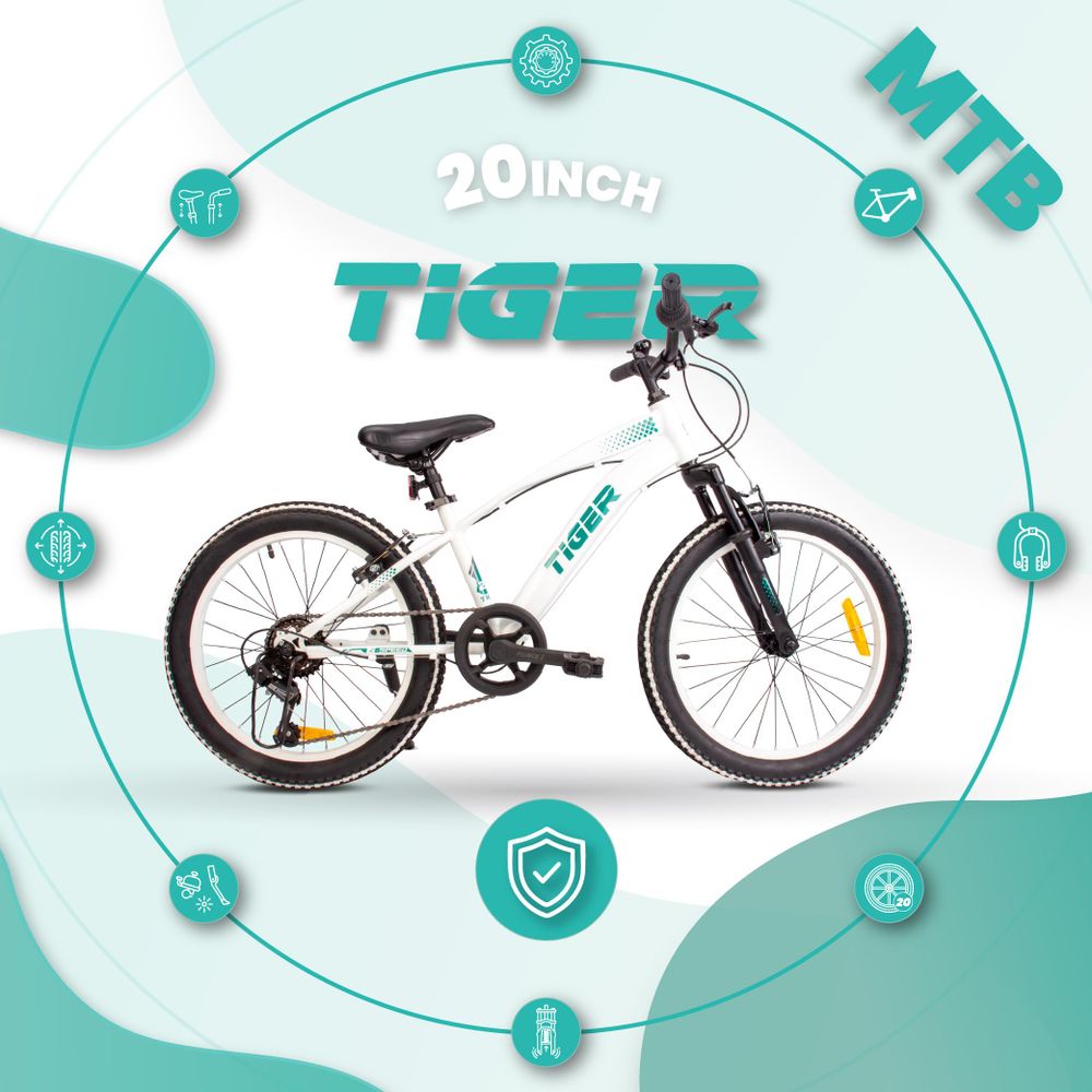 Bicicleta infantil SUN BABY Tiger Bike de 20 pulgadas vista lateral completa.