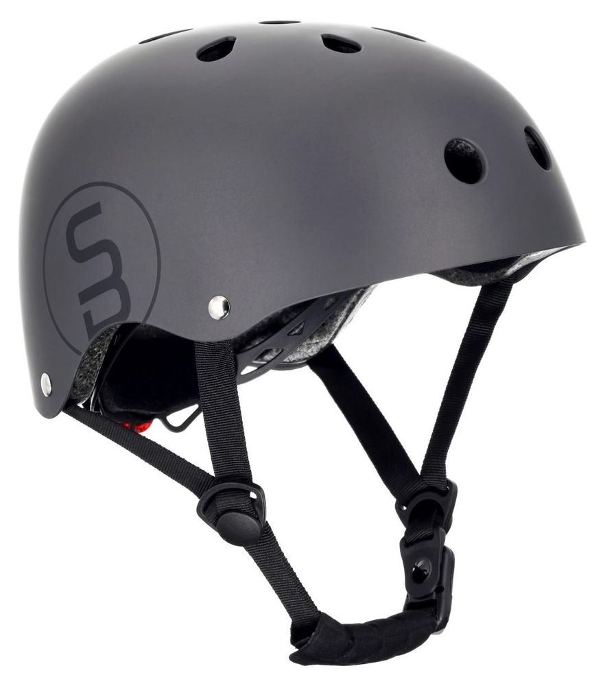 Casque vélo enfant noir SUN BABY vue de côté avec sangles ajustées
