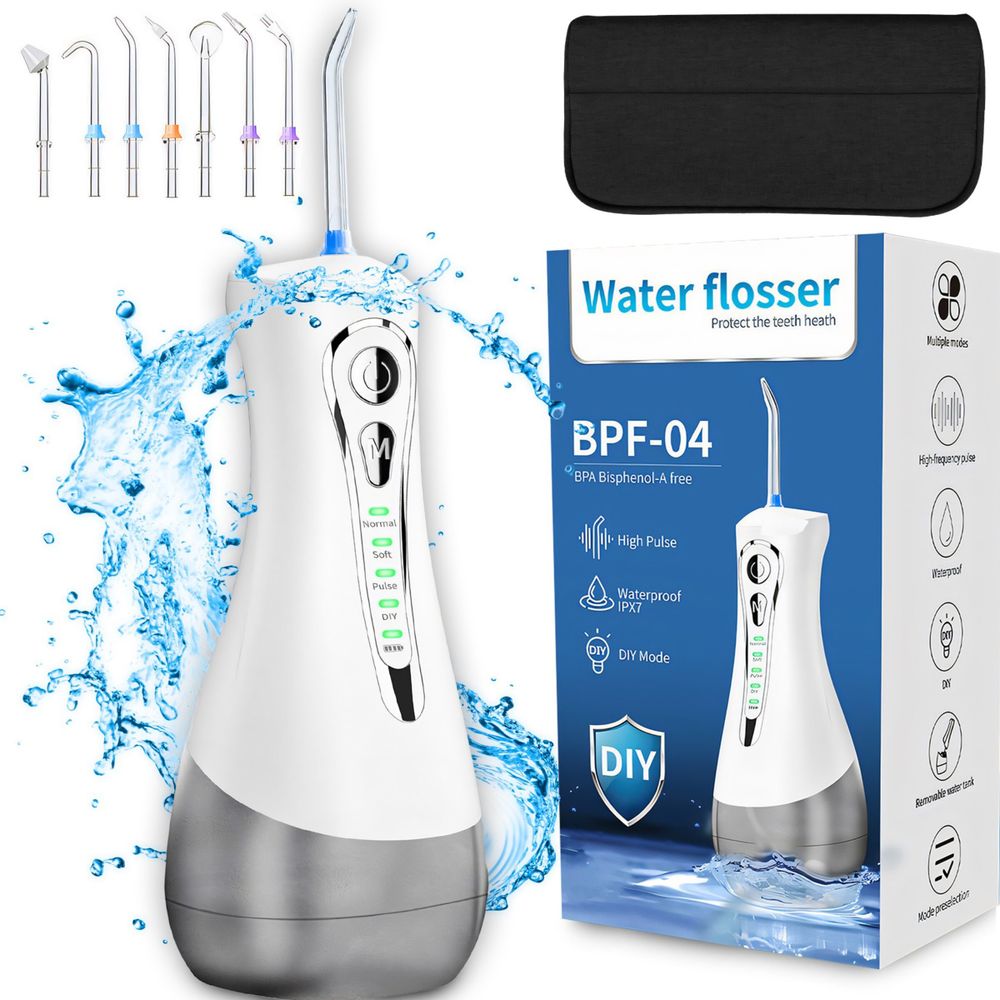 Munddusche Kabellos Elektrischer Zahnreiniger für optimale Zahn- & Zahnfleischpflege USB Typ-C Wiederaufladbare Wasser Flosser IPX6 Retoo
