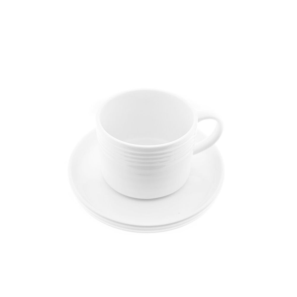 Elegante Kaffeetassen-Set mit Untertasse in Weiß aus Porzellan 220 ml 12-teilig