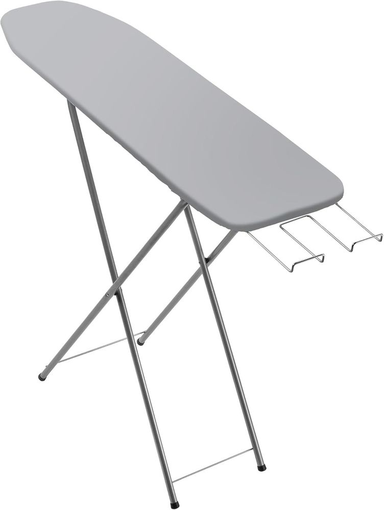 KADAX Bügelbrett mit Fach, 104x30cm Dampfbügelbrett mit ausziehbarer mit Bügeleisenablage, kompakte Dampfbügelstation mit Schaumstoffunterlage (Grau)